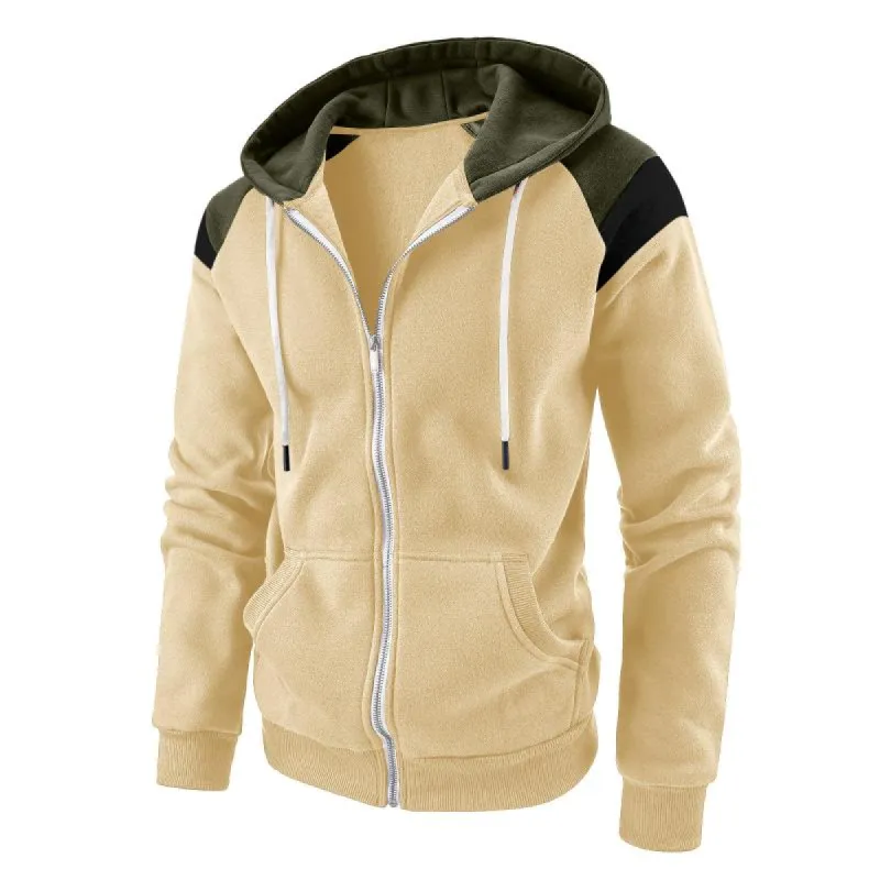 Men's Casual Color Block Hooded Long Sleeve Zippered Sport Jacket 58012589M sold by Manly