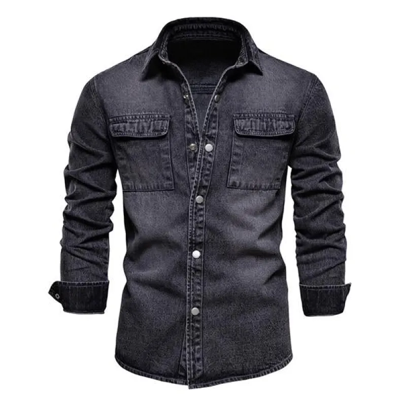 Men's Casual Washed Denim Shirt 42347582M sold by Manly