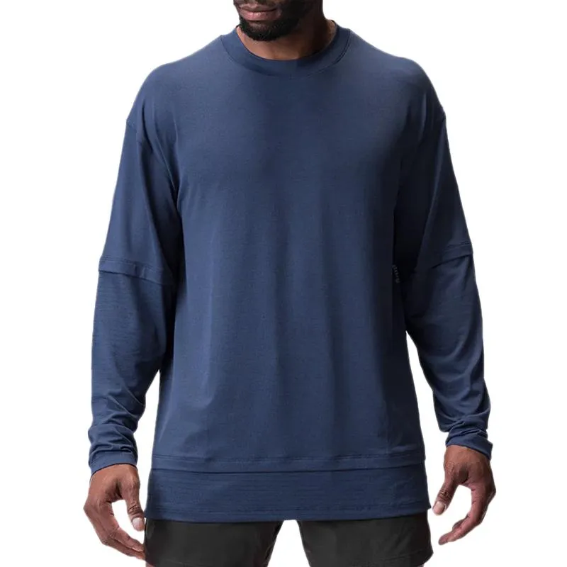 Men'S Sport Loose Solid Color Long-Sleeved T-Shirt 15237120Y sold by Manly