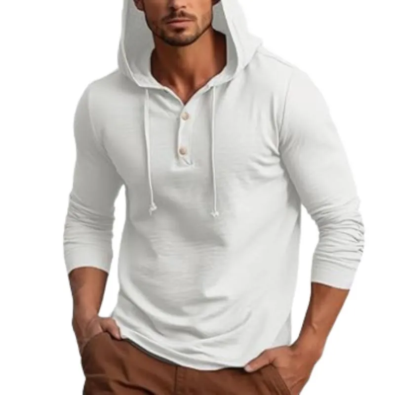Men's Casual Solid Color Slim Fit Long Sleeve Hooded T-Shirt 98980320M sold by Manly