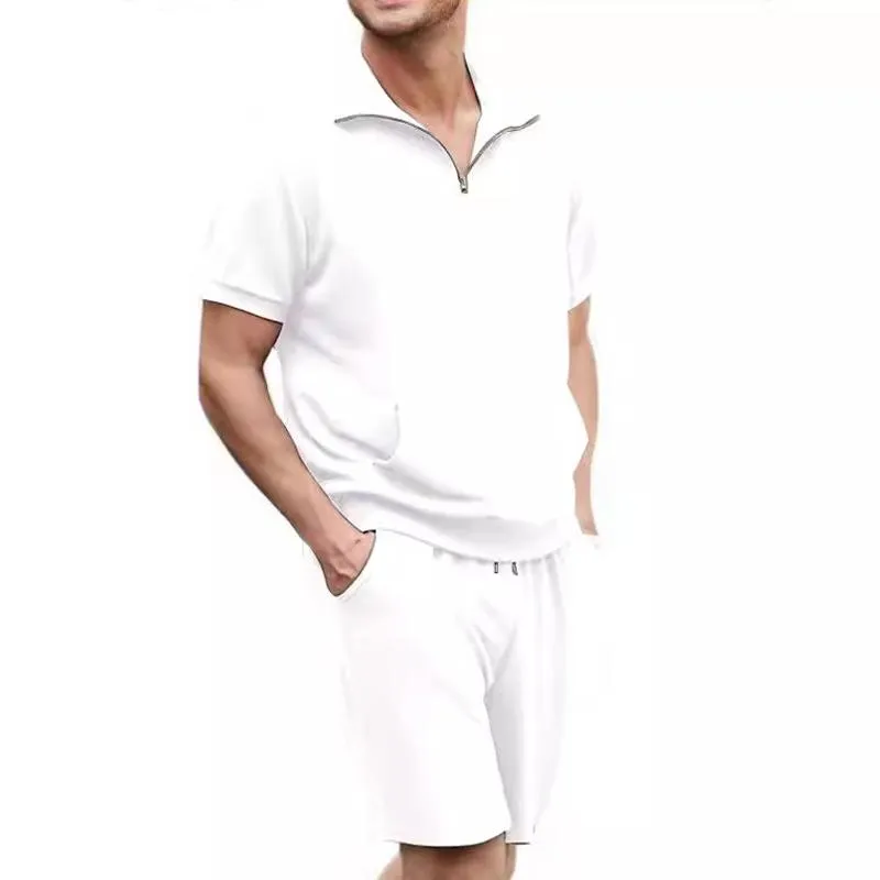 Men's Solid Lapel Short Sleeve Pocket Polo Shirt Shorts Set 65339257Z sold by Manly product image thumbnail 4