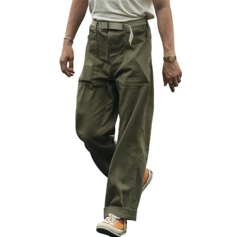 Men's Solid Color Straight Big Pocket Cargo Pants 62262942Z sold by Manly