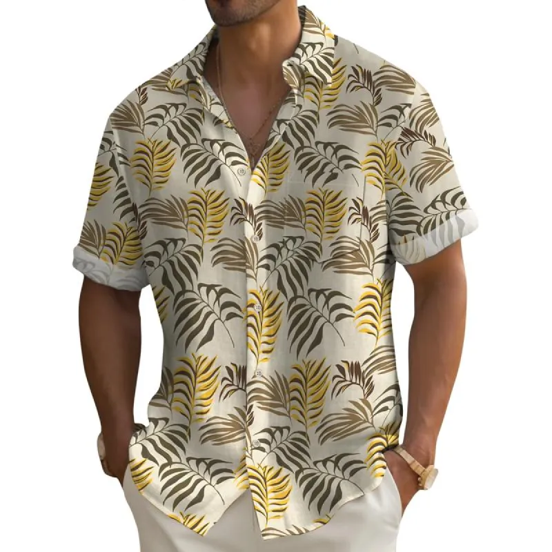 Men's Hawaiian Print Lapel Short Sleeve Shirt 18157148X sold by Manly