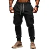Men's Solid Color Plush Elastic Waist Multi-pocket Sports Pants 92171594Z sold by Manly