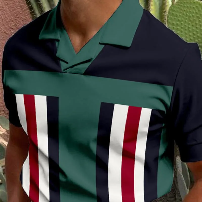 Men's Striped Print Short Sleeve Polo Shirt 17801683Y sold by Manly product image thumbnail 2