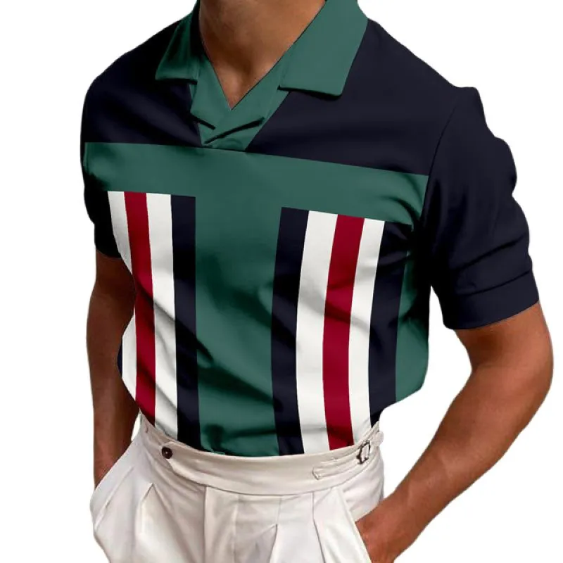 Men's Striped Print Short Sleeve Polo Shirt 17801683Y sold by Manly