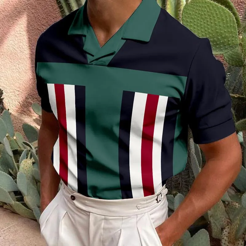 Men's Striped Print Short Sleeve Polo Shirt 17801683Y sold by Manly product image thumbnail 3