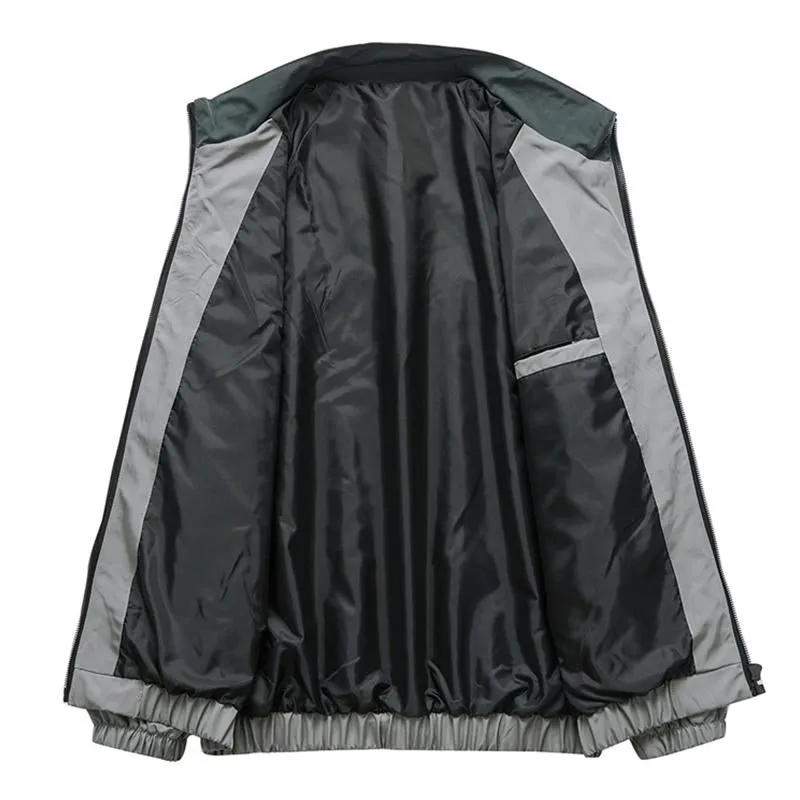 Men's Stylish Stand Collar Colorblock Patchwork Zipper Loose Jacket 98654052M sold by Manly product image thumbnail 4