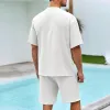 Men's Lightweight Solid Color V-Neck Short-Sleeved Shirt And Shorts Set 12815425Y sold by Manly
