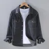 Men's Casual Thin Washed Flap Pocket Slim Fit Long Sleeve Denim Shirt 91805492M sold by Manly