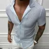 Men's Sexy Slim Lapel Short Sleeve Shirt 98870082TO sold by Manly