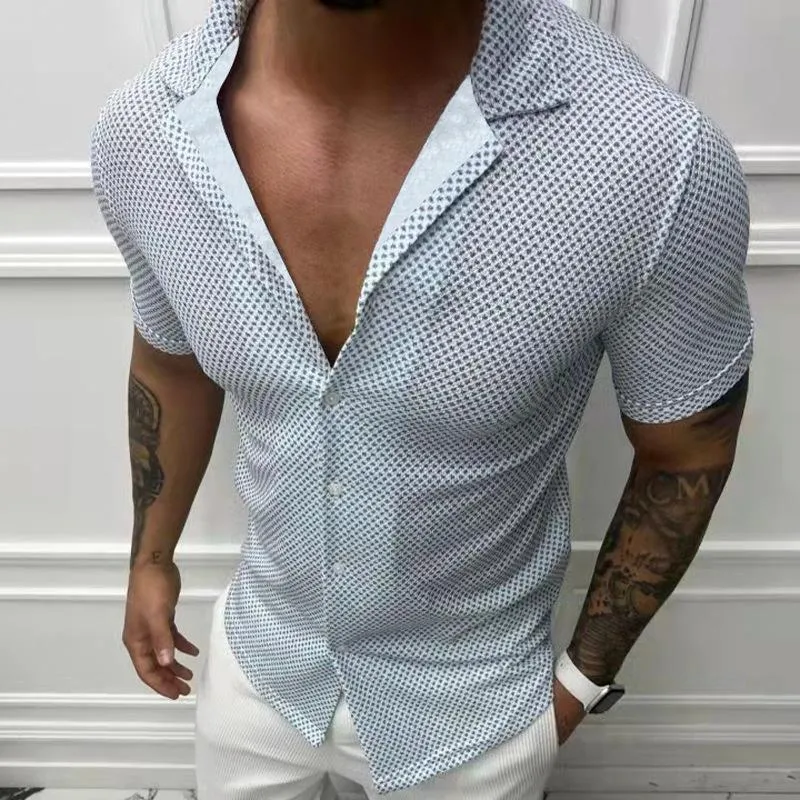 Men's Sexy Slim Lapel Short Sleeve Shirt 98870082TO sold by Manly product image thumbnail 2