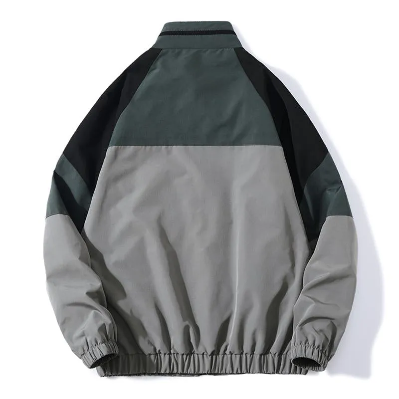 Men's Stylish Stand Collar Colorblock Patchwork Zipper Loose Jacket 98654052M sold by Manly product image thumbnail 5