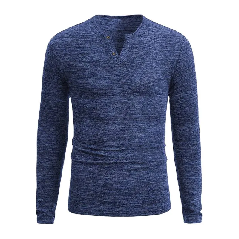 Men's Elastic Slim V-neck Long Sleeve T-shirt 48795666Z sold by Manly