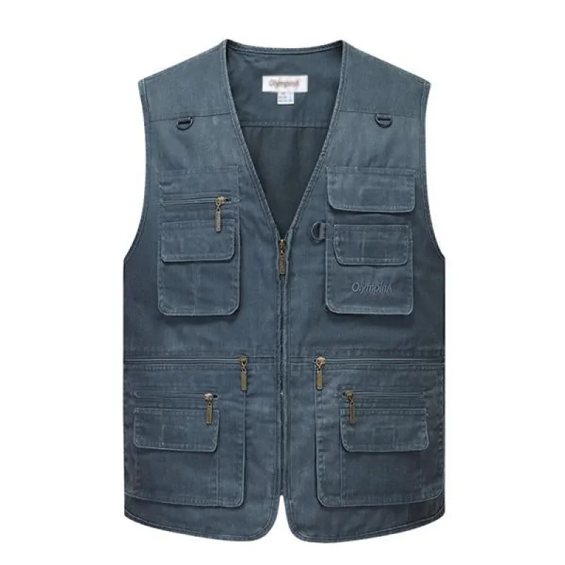 Men's Multi-pocket Fishing Washed Cotton Vest 53345762X sold by Manly