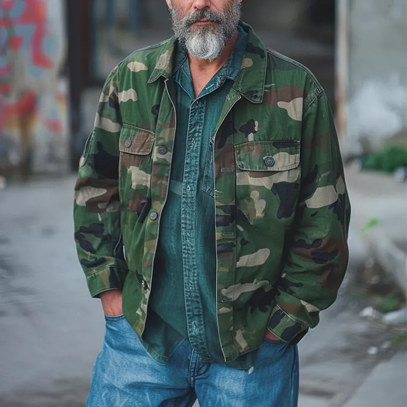 Men's Casual Vintage Camouflage Print Jacket 59834778TO sold by Manly product image thumbnail 2