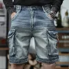 Men's Retro Biker Multi-Pocket Denim Cargo Shorts 70491013Y sold by Manly