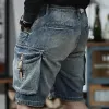 Men's Retro Biker Multi-Pocket Denim Cargo Shorts 70491013Y sold by Manly