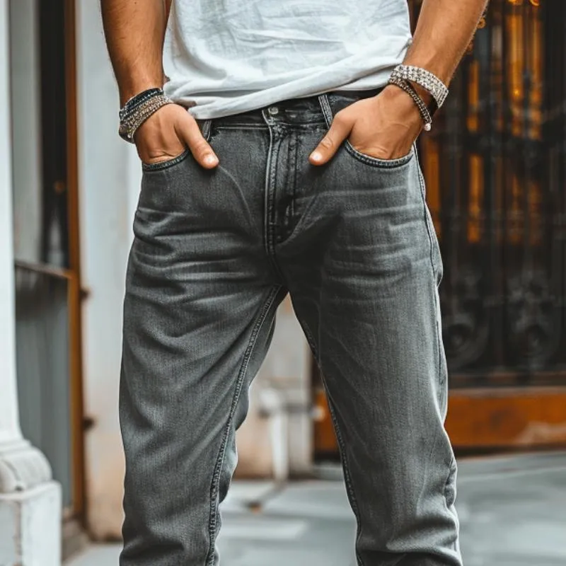 Men's Vintage Washed Distressed Straight Jeans 70942383M sold by Manly product image thumbnail 3