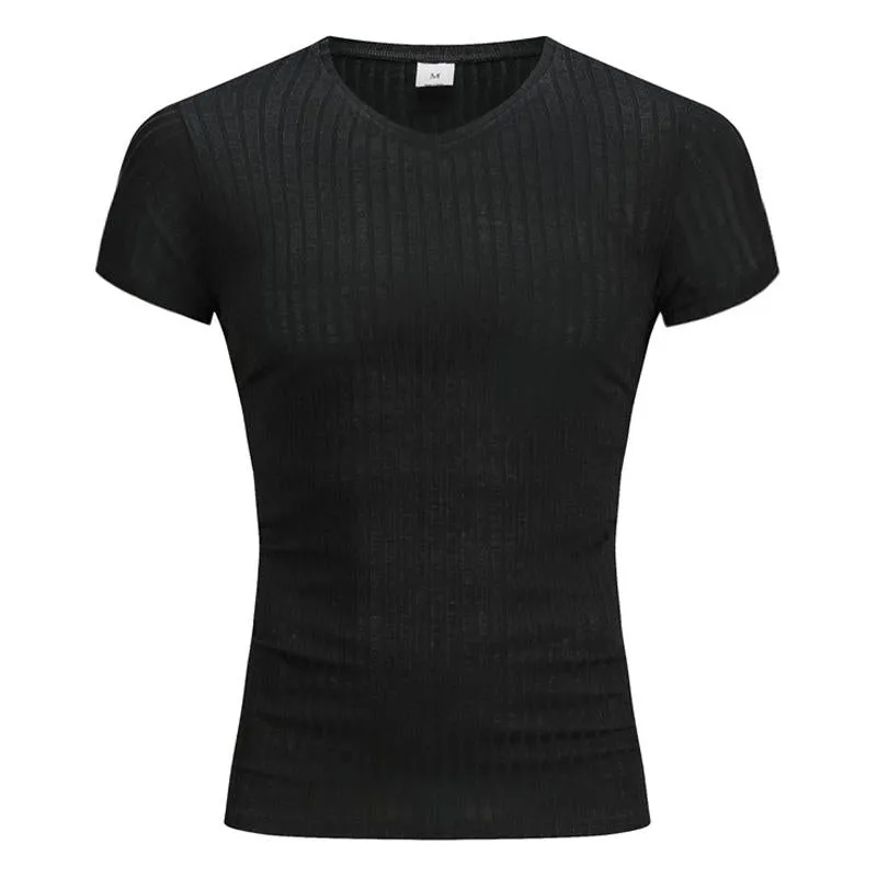 Men's V-neck short-sleeve knitted T-shirt 43462336X sold by Manly product image thumbnail 4