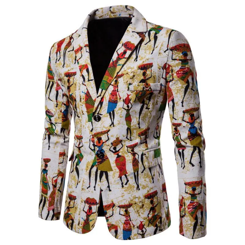Men's Vintage Ethnic Style Print Long Sleeve Blazer 69966560Y sold by Manly