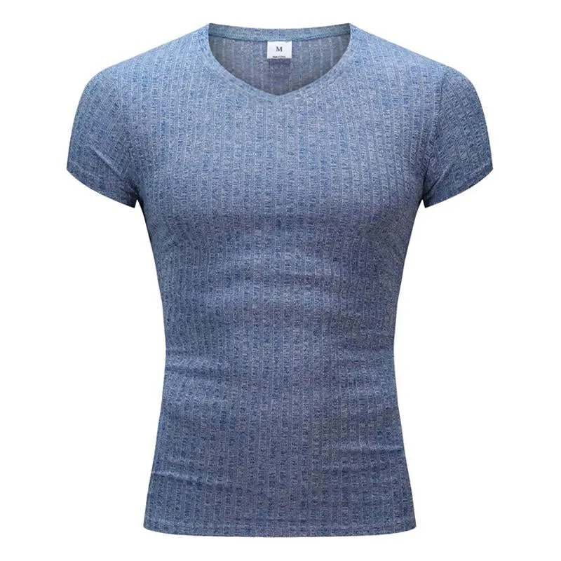 Men's V-neck short-sleeve knitted T-shirt 43462336X sold by Manly product image thumbnail 5