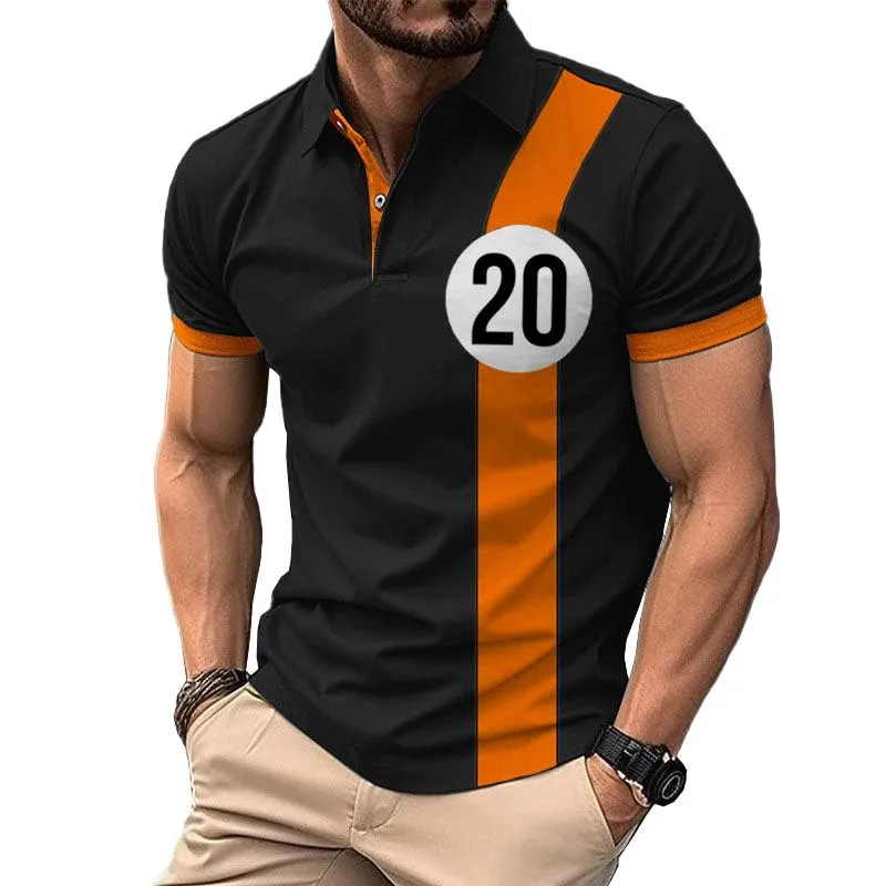 Men's Colorblock Numbers Print Short Sleeve Golf Polo Shirt 52731307Z sold by Manly