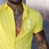 Men's Casual Simple King K Lapel Short Sleeve Shirt 95284991TO sold by Manly