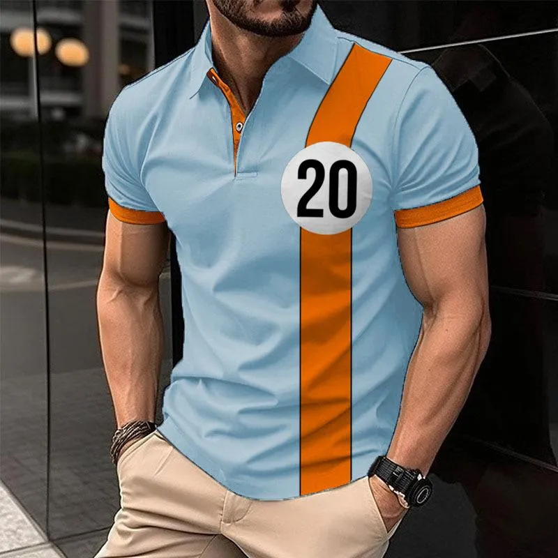 Men's Colorblock Numbers Print Short Sleeve Golf Polo Shirt 52731307Z sold by Manly product image thumbnail 3