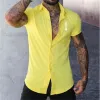 Men's Casual Simple King K Lapel Short Sleeve Shirt 95284991TO sold by Manly