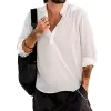 Men's Casual Solid Color Henley Collar Long Sleeve Shirt 07009461Y sold by Manly
