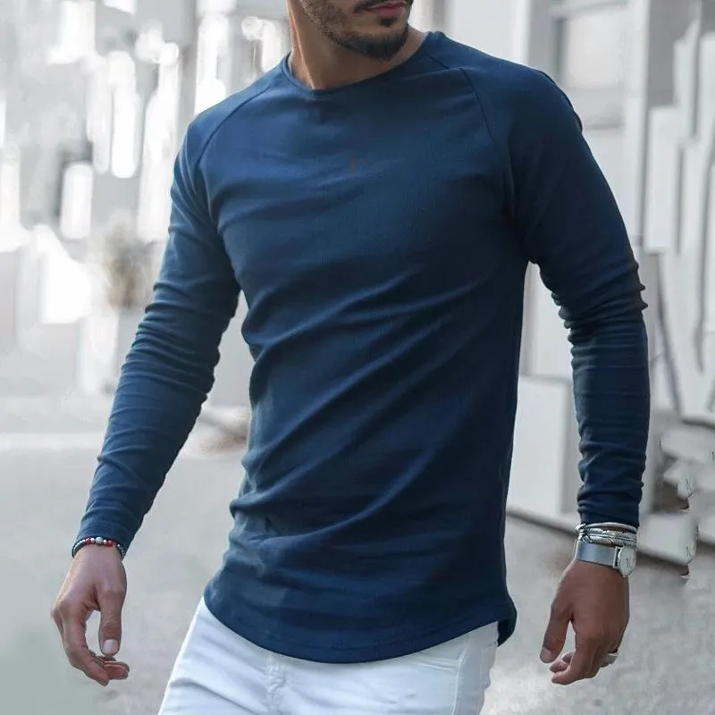 Men's Solid Round Neck Long Sleeve T-shirt 00033529Z sold by Manly product image thumbnail 2
