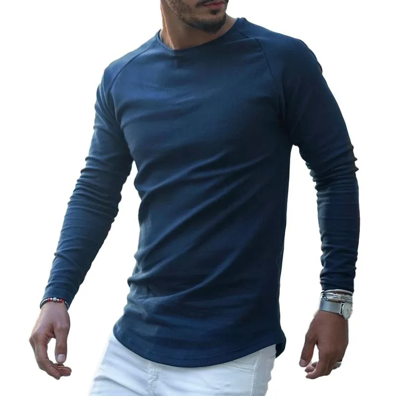 Men's Solid Round Neck Long Sleeve T-shirt 00033529Z sold by Manly