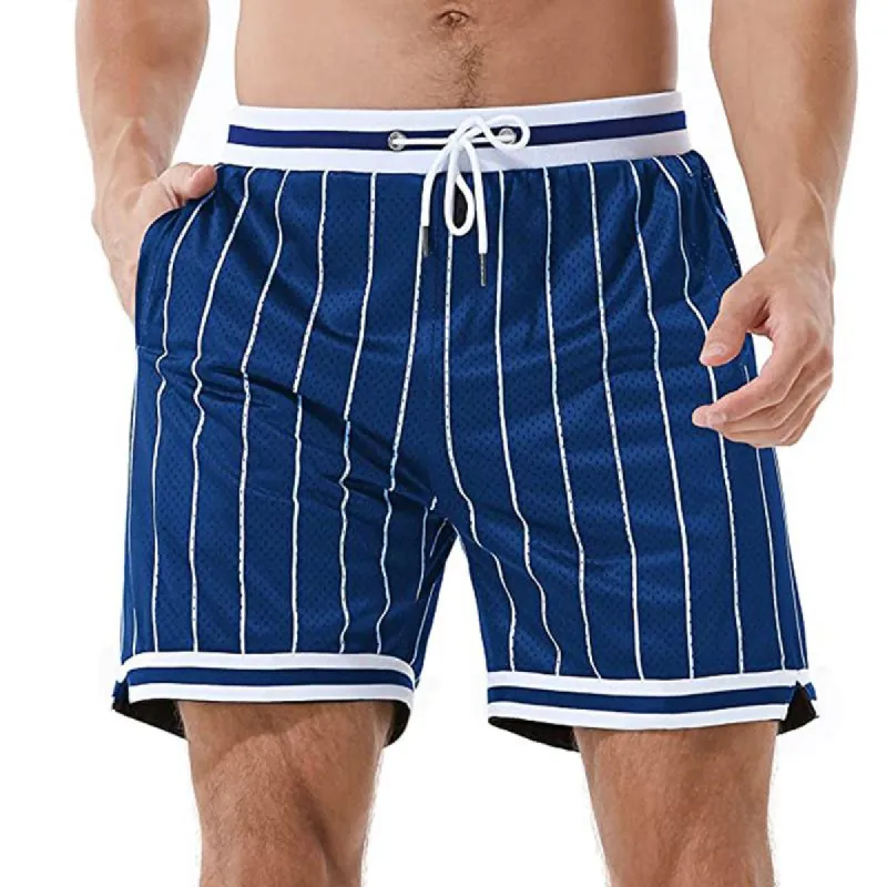 Men's Casual Striped Elastic Waist Breathable Mesh Sports Shorts 41631098M sold by Manly