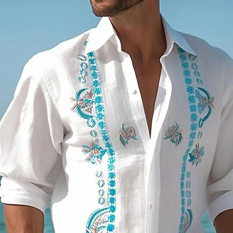 Men's Hawaiian Lapel Print Casual Long Sleeve Shirt 23117343X sold by Manly product image thumbnail 3