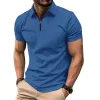 Men's Casual Solid Color Waffle Zipper Short-Sleeved Polo Shirt 60483710Y sold by Manly
