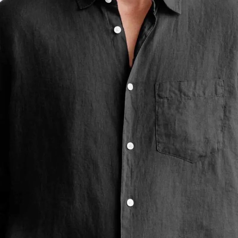 Men's Casual Cotton Linen Lapel Slim Fit Long Sleeve Shirt 25000034M sold by Manly product image thumbnail 4