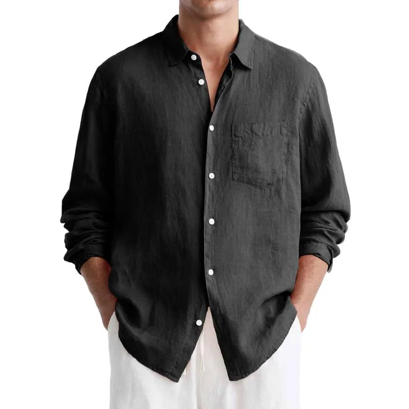 Men's Casual Cotton Linen Lapel Slim Fit Long Sleeve Shirt 25000034M sold by Manly product image thumbnail 2