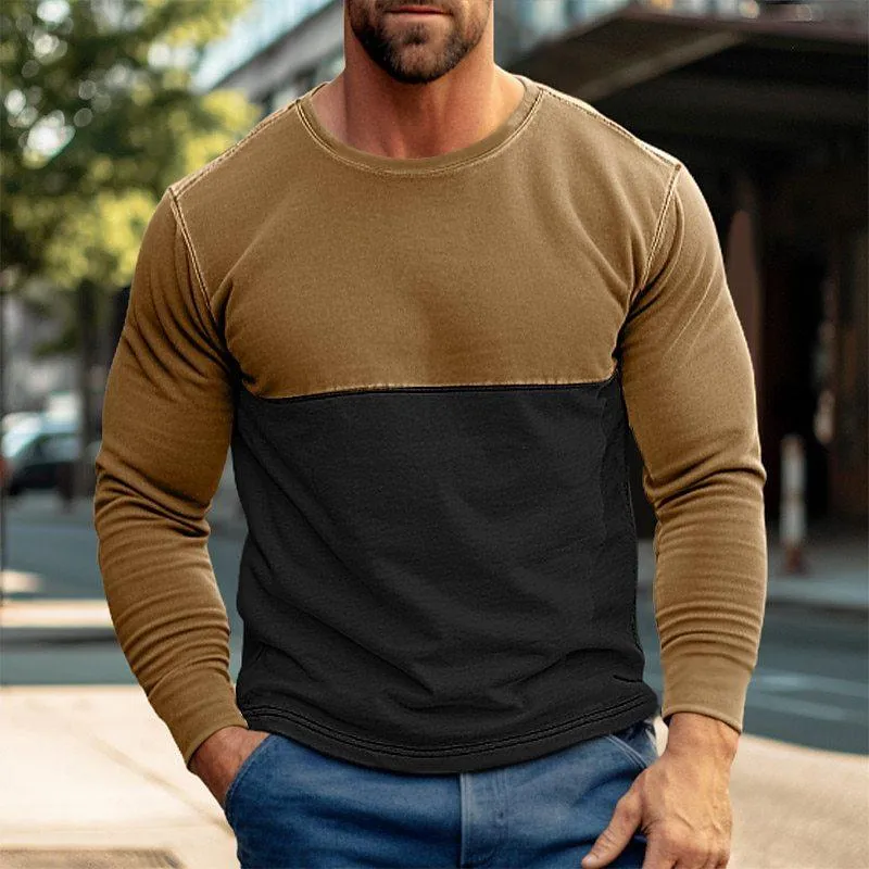Men's Casual Color Block Print Long Sleeve T-Shirt 25570940Y sold by Manly product image thumbnail 4