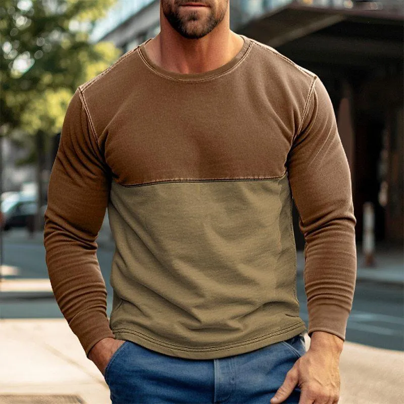 Men's Casual Color Block Print Long Sleeve T-Shirt 25570940Y sold by Manly product image thumbnail 2