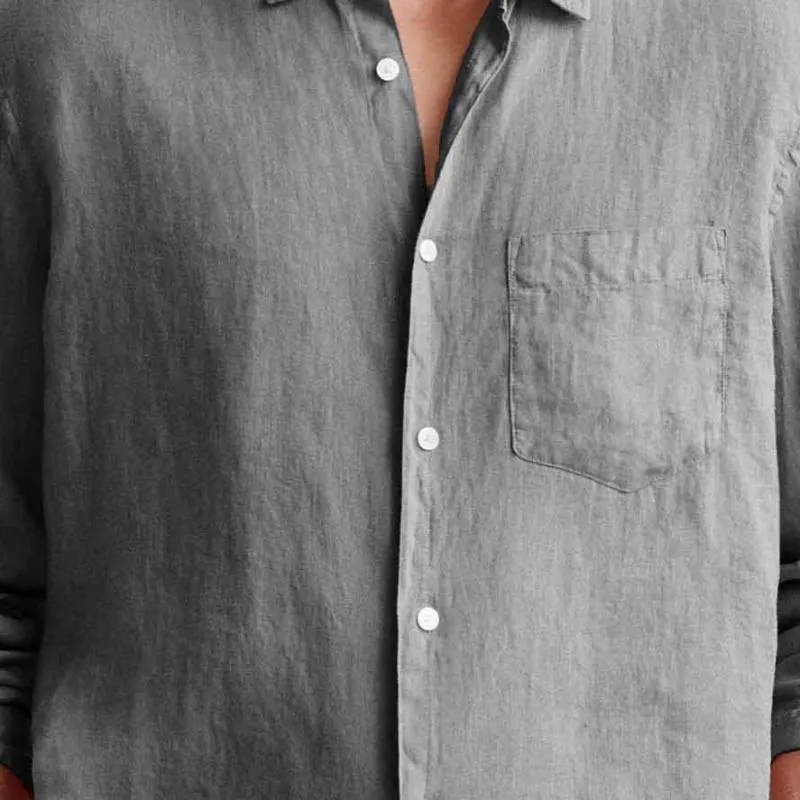 Men's Casual Cotton Linen Lapel Slim Fit Long Sleeve Shirt 25000034M sold by Manly product image thumbnail 3