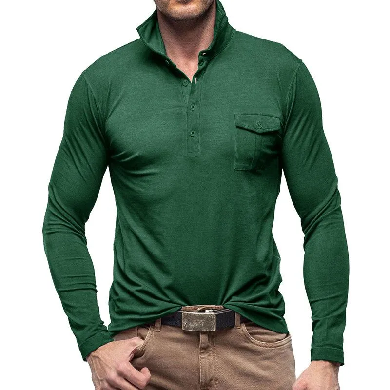 Men's Casual Solid Color Lapel Long Sleeve Polo Shirt 33969571M sold by Manly product image thumbnail 5