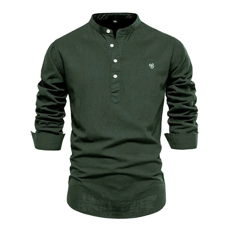 Men's Casual Slim Embroidered Long Sleeve Shirt 41971313M sold by Manly