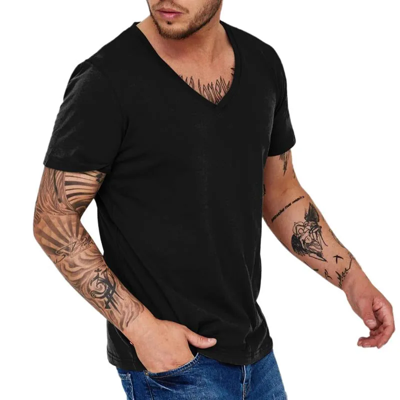 Men Simple V Neck Solid Color Short Sleeve T-Shirt 48221622Y sold by Manly product image thumbnail 5