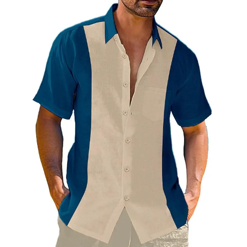 Men's Contrasting Lapel Beach Short Sleeve Shirt 80277578X sold by Manly product image thumbnail 2