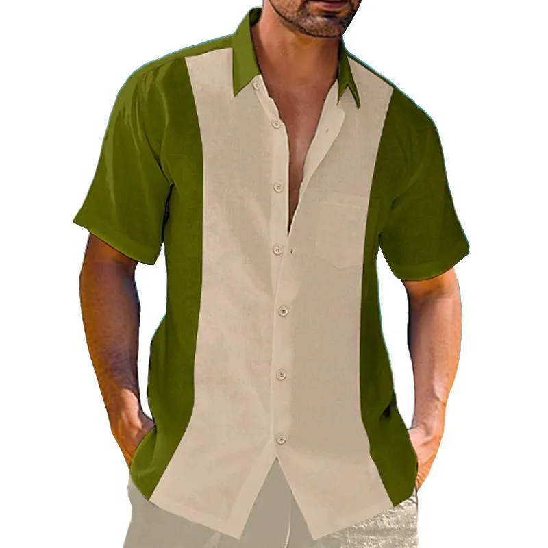 Men's Contrasting Lapel Beach Short Sleeve Shirt 80277578X sold by Manly product image thumbnail 3