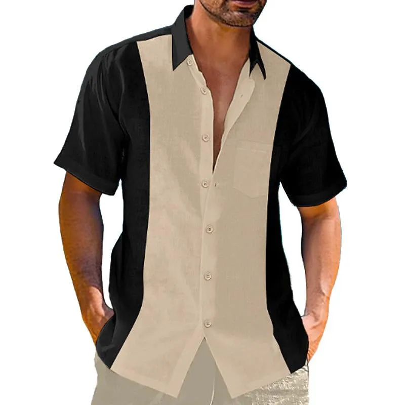 Men's Contrasting Lapel Beach Short Sleeve Shirt 80277578X sold by Manly product image thumbnail 5