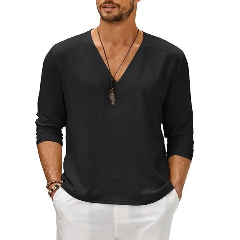 Men's Solid Color Long Sleeve T-Shirt 29575416Y sold by Manly