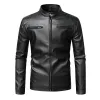 Men's Stand Collar Slim Leather Jacket 11233032X sold by Manly