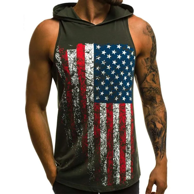 Men's Casual Sports Flag Print Hooded Tank Top 87457189Y sold by Manly product image thumbnail 3